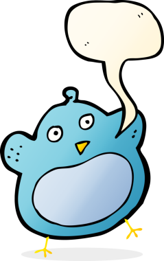 Bir insan tarafından çizilmiş konuşma balonlu şişman kuş.