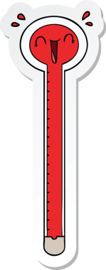 Bir insan tarafından çizilmiş karikatür termometresinin çıkartması.