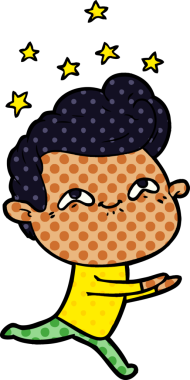 Bir insan tarafından çizilmiş heyecanlı bir çizgi film.