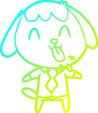 Bir insan tarafından çizilmiş şirin bir çizgi köpeğin soğuk gradyan çizgisi.