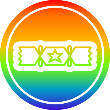 Gökkuşağı gradyan bir insan tarafından çizilmiş noel krakeri simgesi