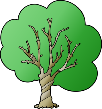 Bir insan tarafından çizilmiş çizgi film ağacı.