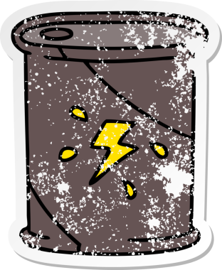 Bir insan tarafından çizilmiş garip bir yakıt fıçısının sıkıntılı çıkartması.