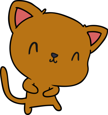 Bir insan tarafından çizilmiş sevimli kawai kedisinin çizgi film çizimi