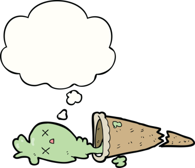 Bir insan tarafından çizilmiş düşünce köpüklü çizgi film dondurması.