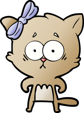 Bir insan tarafından çizilmiş çizgi film kedisi.