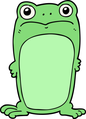 Bir insan tarafından çizilmiş kurbağa bakışlı çizgi film.