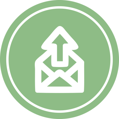 bir insan tarafından çizilmiş e- posta dairesel simgesi gönder