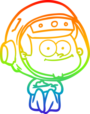 gökkuşağı gradyan çizimi mutlu bir astronot çizgi filmi bir insan tarafından çizildi