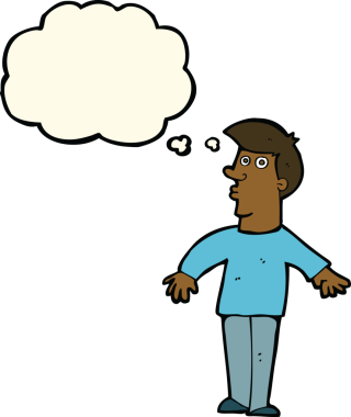 Bir insan tarafından çizilen düşünce baloncuğuyla adamı şaşırtan çizgi film.