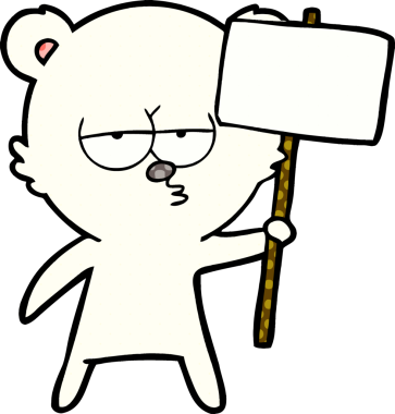 Sıkıcı kutup ayısı çizgi filmi, insan tarafından çizilmiş.