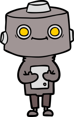 Bir insan tarafından çizilmiş çizgi film robotu