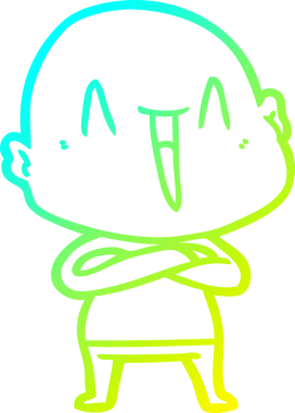 Bir insan tarafından çizilmiş, mutlu, kel bir adamın çizdiği soğuk çizgi.