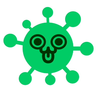 Bir insan tarafından çizilmiş kocaman, sevimli bir hayvan virüsüne bakıyordu.