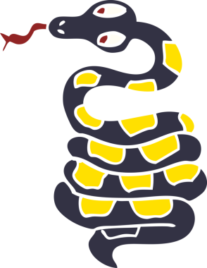 Bir insan tarafından çizilmiş zehirli bir yılan.