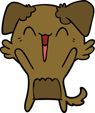 Bir insan tarafından çizilmiş küçük mutlu köpek çizgi filmi.