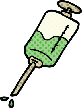 Bir insan tarafından çizilmiş çizgi roman tarzı iğne.