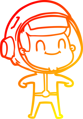 Bir insan tarafından çizilmiş mutlu bir astronotun sıcak çizgi çizimi