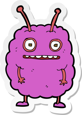 Bir insan tarafından çizilmiş komik uzaylı canavarın çıkartması.