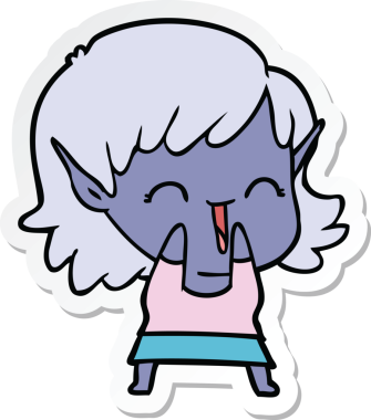 Bir insan tarafından çizilmiş bir elf kızının çıkartması.