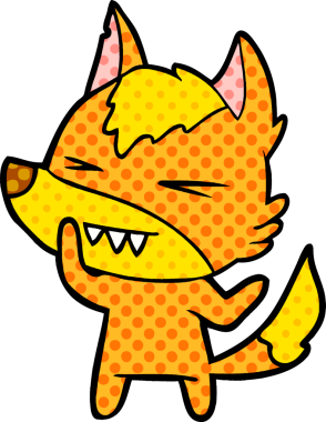 Bir insan tarafından çizilmiş tilki çizgi film karakteri