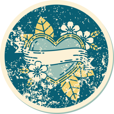 Bir insan tarafından çizilmiş kalp ve bayrağın sembolik depresif dövme şekli