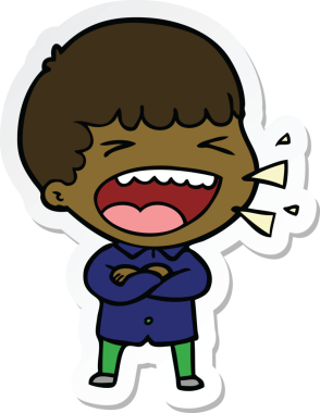 Bir insan tarafından çizilmiş bir karikatür çıkartması.