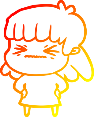 Bir insan tarafından çizilmiş kızgın bir kızın sıcak çizgi çizimi