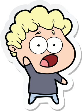 Bir insan tarafından çizilmiş bir karikatür çıkartması.