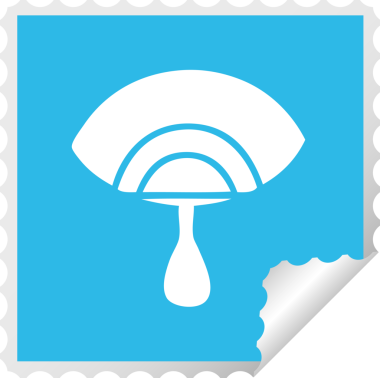 Bir insan tarafından çizilmiş ağlayan bir gözün kare soyulmuş çıkartması.