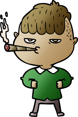 Bir insan tarafından çizilmiş sigara içen karikatürist.