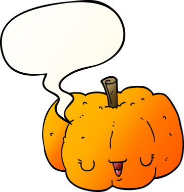 bir insan tarafından çizilmiş dil baloncuklu çizgi film balkabağı.