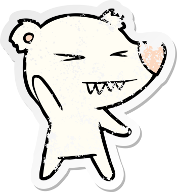 Kızgın bir kutup ayısı karikatürü bir insan tarafından çizilmiş.