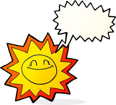 Bir insan tarafından çizilmiş mutlu serbest konuşma balonu karikatür güneşi