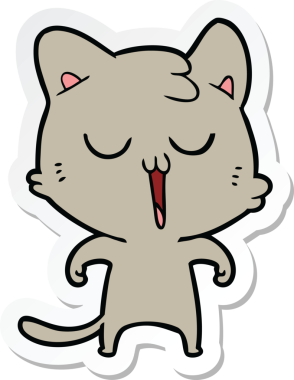 Bir insan tarafından çizilmiş çizgi film kedisinin çıkartması.