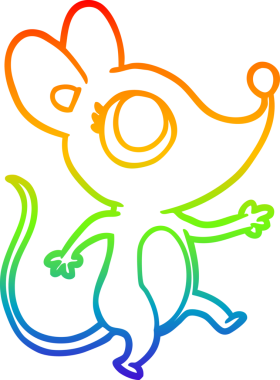 Gökkuşağı gradyan çizgisi bir insan tarafından çizilmiş şirin bir fare çizimi