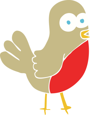 Bir insan tarafından çizilen Robin 'in düz renk çizimi