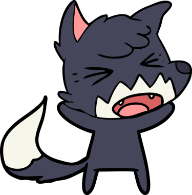 Bir insan tarafından çizilmiş kızgın çizgi film tilkisi.