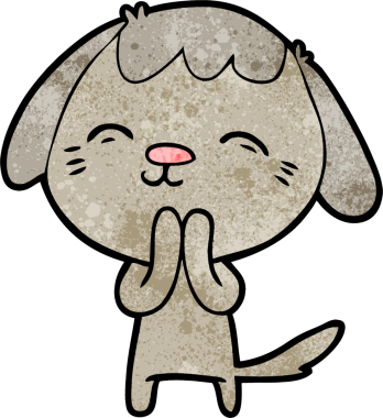 Bir insan tarafından çizilmiş mutlu çizgi film köpeği.