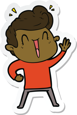 Bir insan tarafından çizilmiş heyecanlı bir adamın çıkartması.