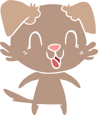 Bir insan tarafından çizilmiş düz renkli çizgi film köpeği.