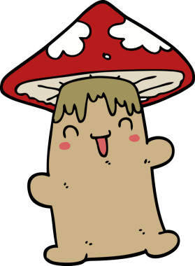 Bir insan tarafından çizilmiş mantar karakteri.