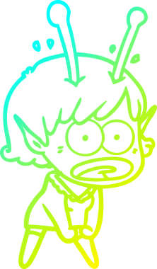 Bir çizgi film karakteri, bir insan tarafından çizilmiş soğuk gradyan çizimi.