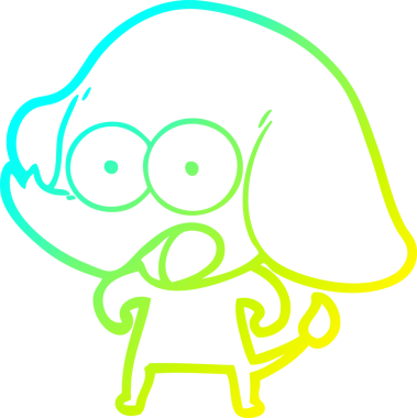 Bir insan tarafından çizilmiş şirin bir filin soğuk gradyan çizgisi