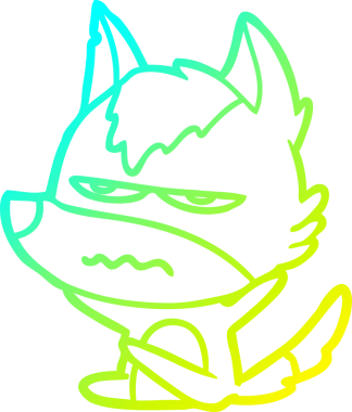 Bir insan tarafından çizilmiş, kızgın bir kurdun soğuk çizgi çizimi.