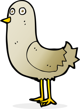 Bir insan tarafından çizilmiş çizgi film kuşu.