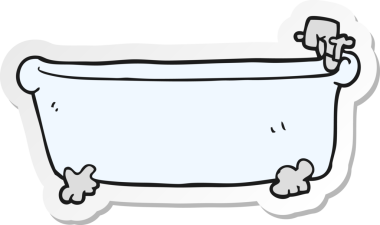 Bir insan tarafından çizilmiş bir banyonun çıkartması.
