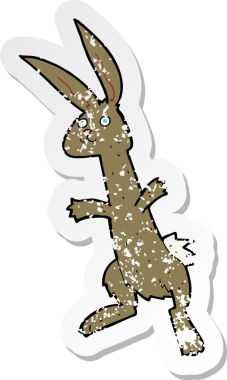 Bir insan tarafından çizilmiş karikatür tavşanın gerilmiş yapıştırması.