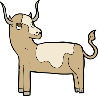 bir insan tarafından çizilmiş çizgi film ineği