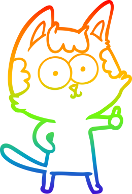 gökkuşağı gradyan çizimi mutlu çizgi film kedisi bir insan tarafından çizildi